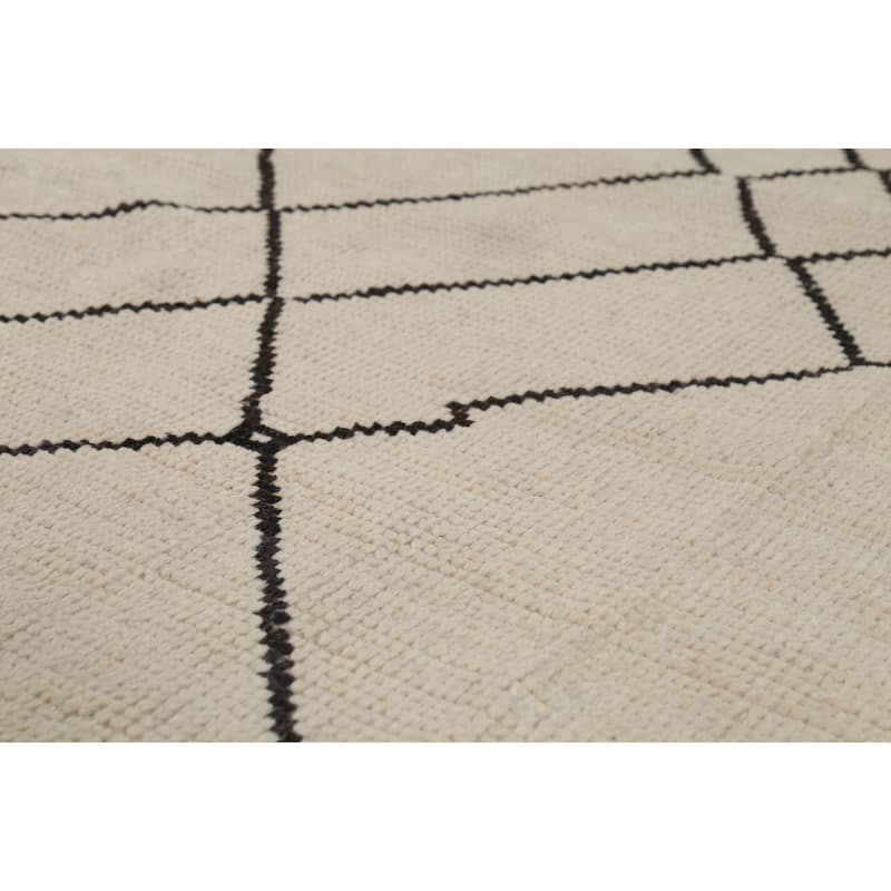 All-Over Geometric Moroccan Area Rug Hand-Knotted Wool Carpet - 7'9"x 9'8"