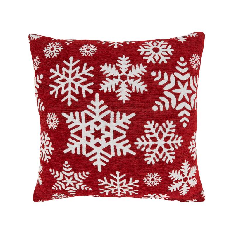Frosty Opulence Chenille Jacquard Snowflakes Throw Pillow - Cover Only