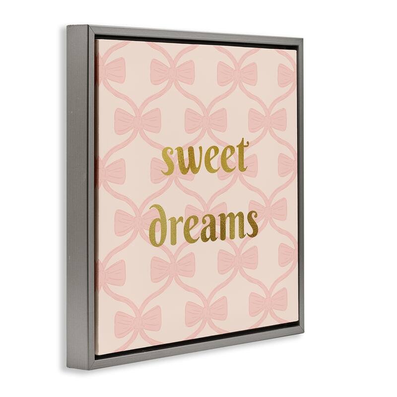 Stupell Pastel Bows & Sweet Dreams Framed Floater Canvas Wall Art Design By Sazerelli Designs