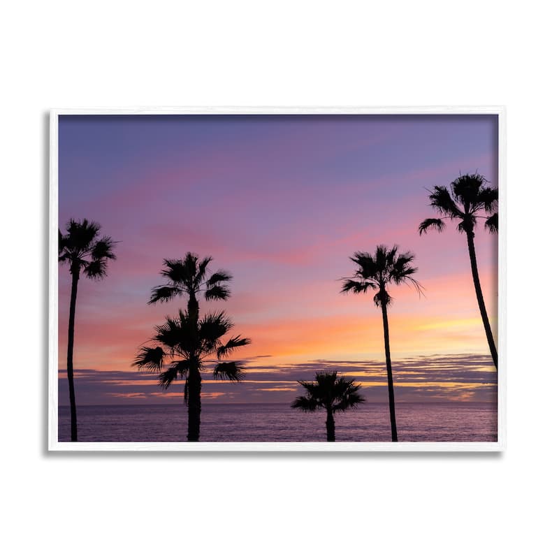 Stupell Purple Sunrise Sky Tall Palm Trees Silhouettes Framed Wall Art, Design by Jeff Poe Photography