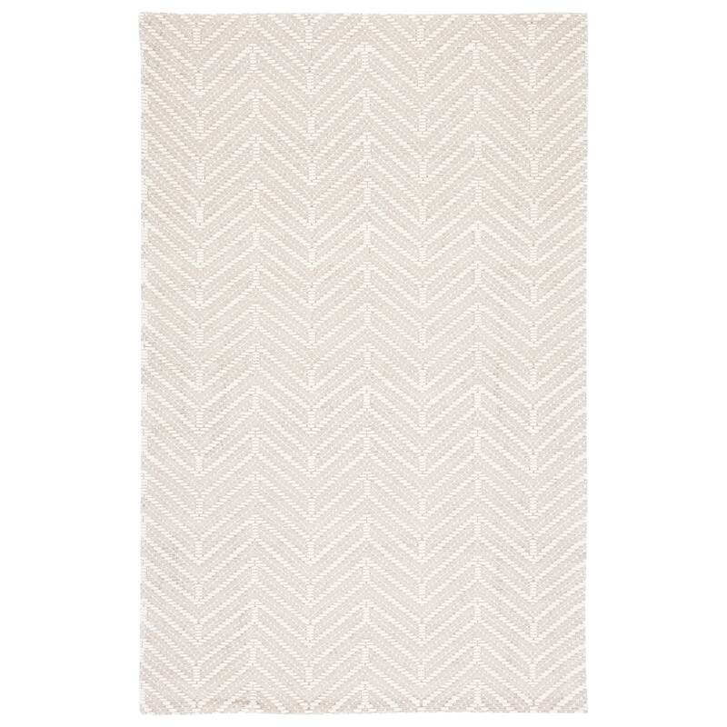 SAFAVIEH Handmade Marbella Jiska Chevron Wool Rug - 6' Square - Ivory/Beige