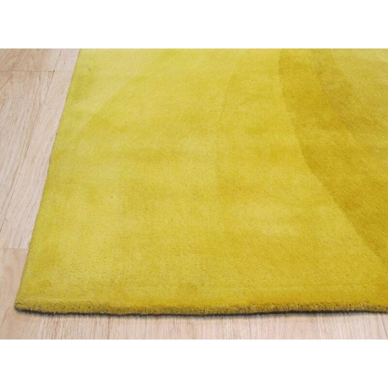 Yellow Swirl Hand-Tufted Wool Rug - Vibrant and Artistic Design
