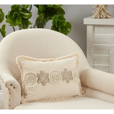 Embroidered Pillow With Ho Ho Ho Snowflake Design
