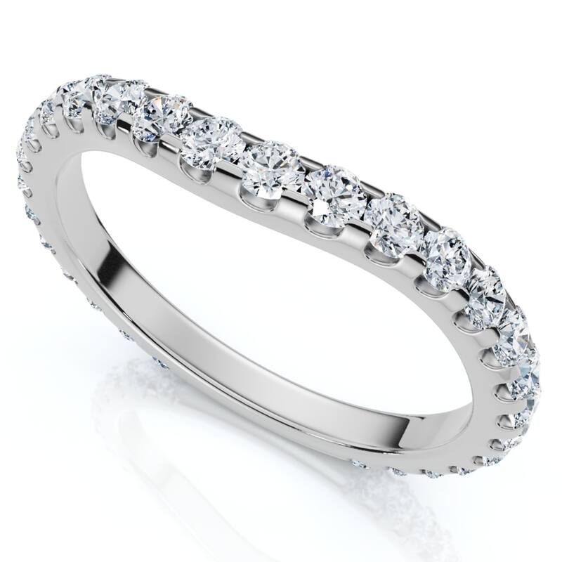 Bliss Diamond 5/8Ct Curved Diamond Wedding Anniversary Matching Band Gold Ring Lab Grown