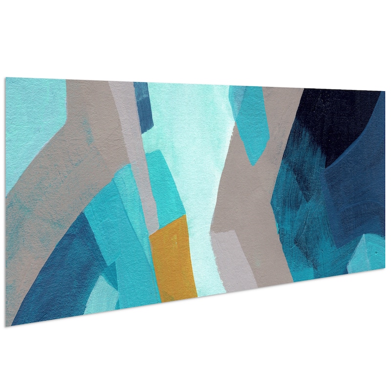 "Puzzle Blues C" Frameless Free Floating Tempered Glass Panel Graphic Wall Art