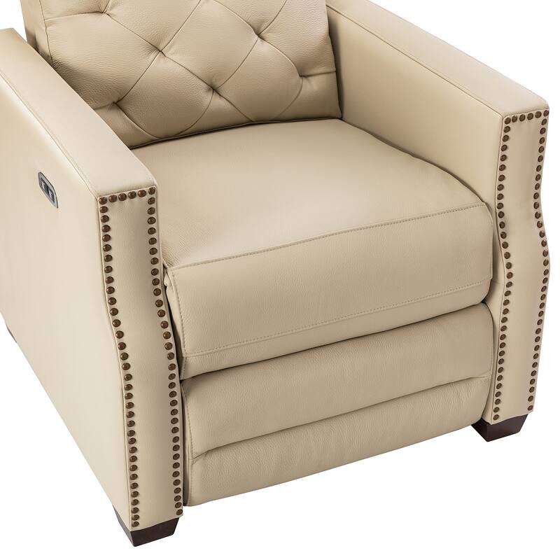 Alina 31.50" Wide Genuine Leather Power Recliner with USB Port