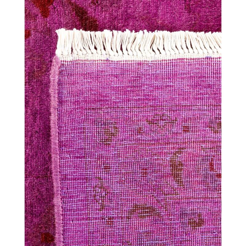Overton Hand Knotted Wool Vintage Inspired Modern Contemporary Overdyed Pink Square Area Rug - 8' 2" x 8' 5"