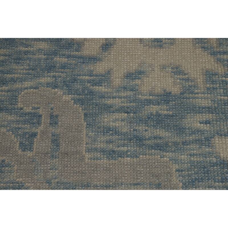 Hand Knotted Oriental 100% Wool Carpet Transitional All-Over Navy Blue & Blues Oushak Area Rug - 17' 7'' X 13' 6''