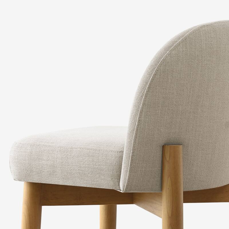 Upholstered Counter Stool With Oak Wood Legs (Set of 6)