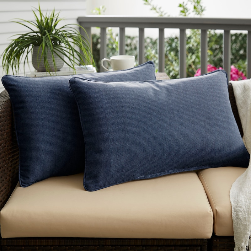 Sunbrella Spectrum Indigo Corded Indoor/ Outdoor Pillows (Set of 2) - 14 in x 24 in