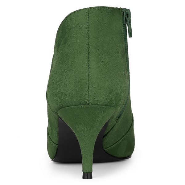 green kitten heel boots