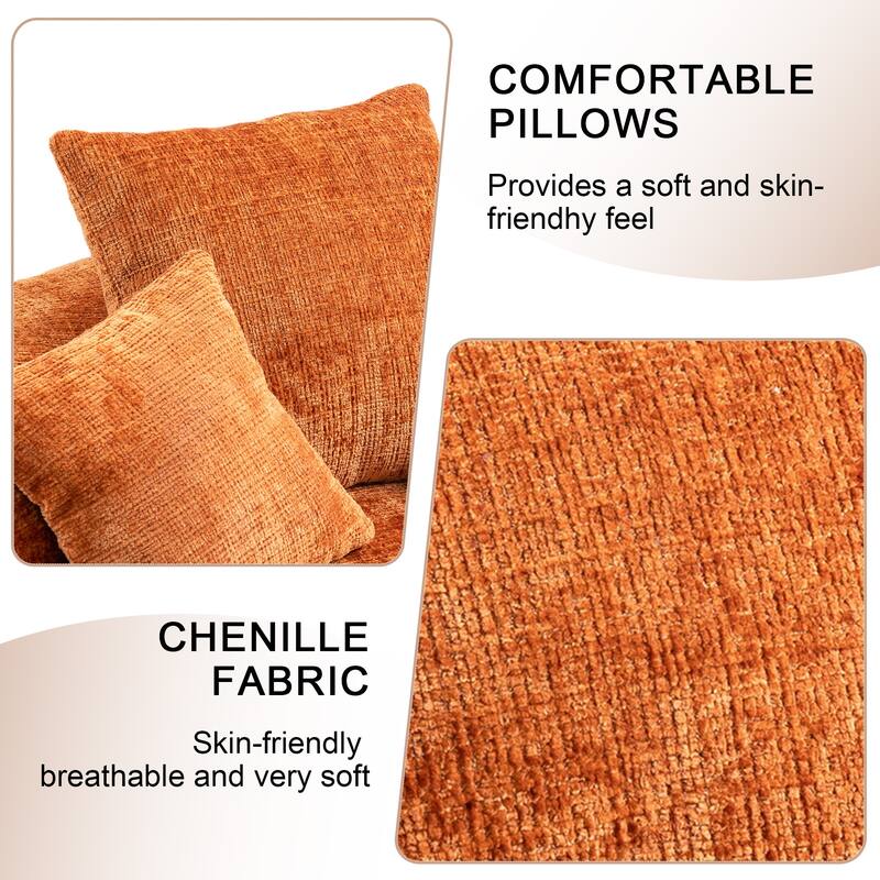 Chenille Upholstered Durable Comfort Lounger High Back Bean Bag Lazy Sofa With Three Pillows