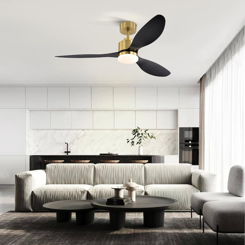 52"/42" Black/Gold LED Ceiling Fan with Lights Remote(3-Blade)
