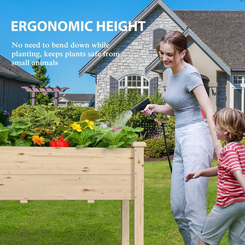 VEIKOUS Raised Garden Bed Outdoor, 6.8 Cu.Ft Large Planting Space, Solid Cedar Wood Planter Box