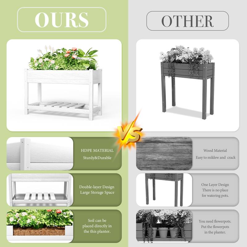 HDPE Double Layer Design Outdoor Planter With Wheels