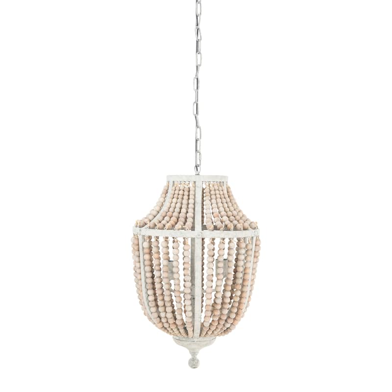 Metal and Draped Wood Bead Chandelier
