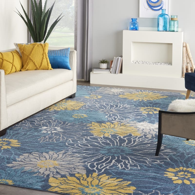 Rovo Power Loomed Floral Area Rug By HomeRoots - 9' x 12'