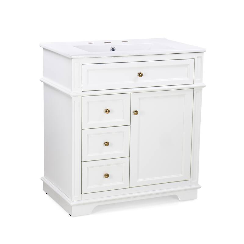 Christopher Knight Home - Beauchamp Freestanding 30-Inch Bathroom Vanity with Sink and Ample Storage