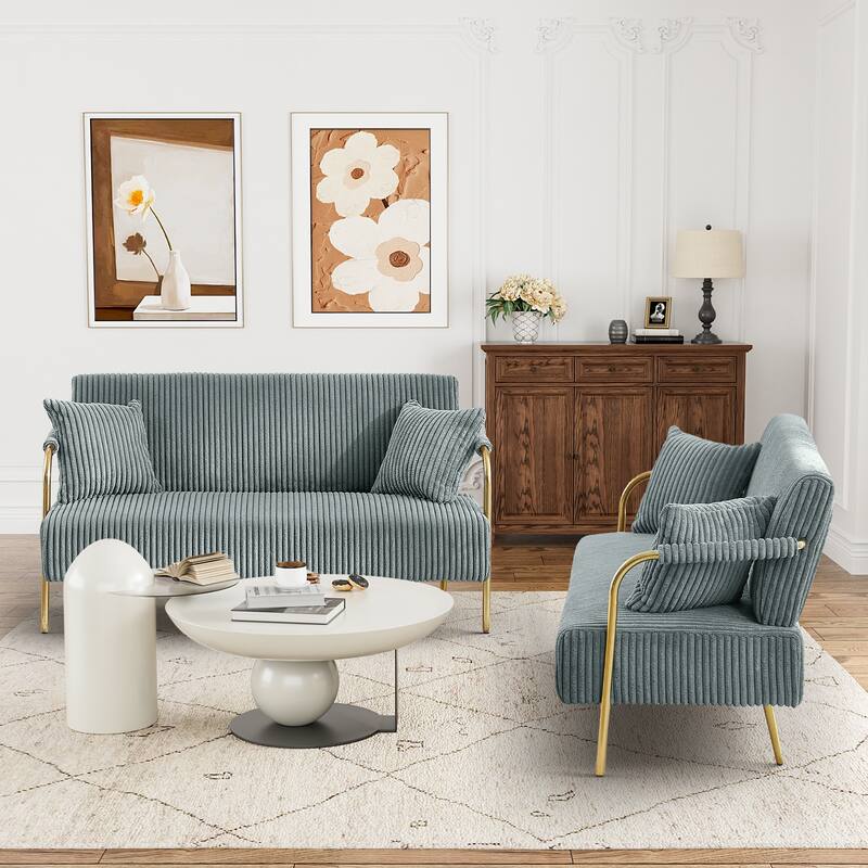 Ouyessir Upholstered Loveseat, Tufted Back Couch, Accent Armchair with 2 Pillows