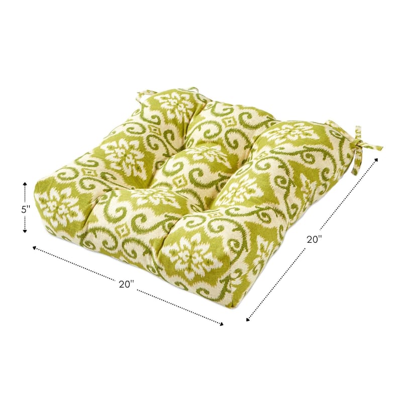 Shoreham 20-inch Outdoor Green Ikat Chair Cushion (Set of 2)