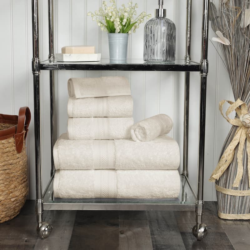 Superior 6-piece Plush Long Staple Combed Cotton Towel Set - Almond