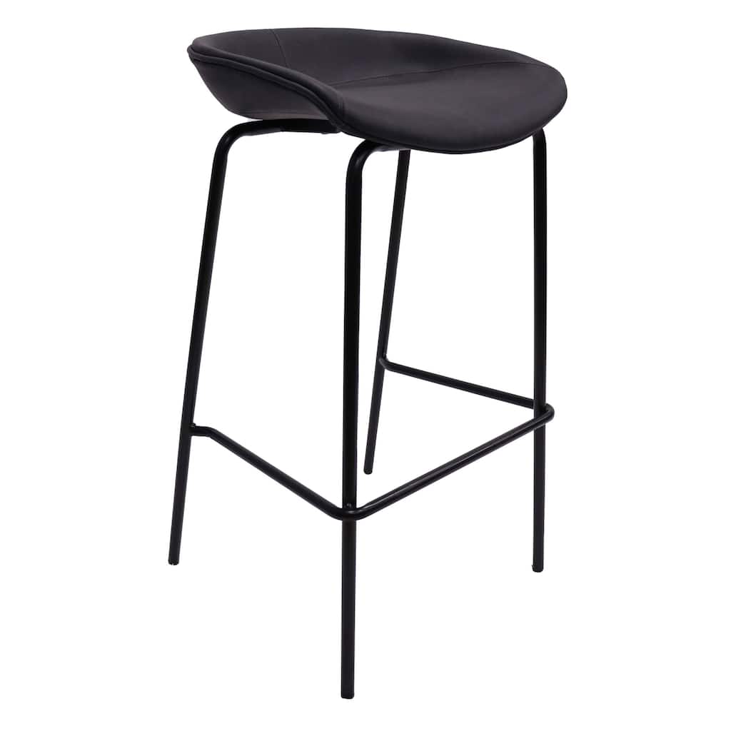 Leather Barstool with Powder-Coated Iron Frame Servos Series