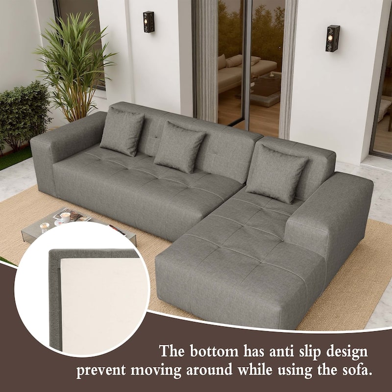 Outdoor No Assembly Patio Sofa with Chaise