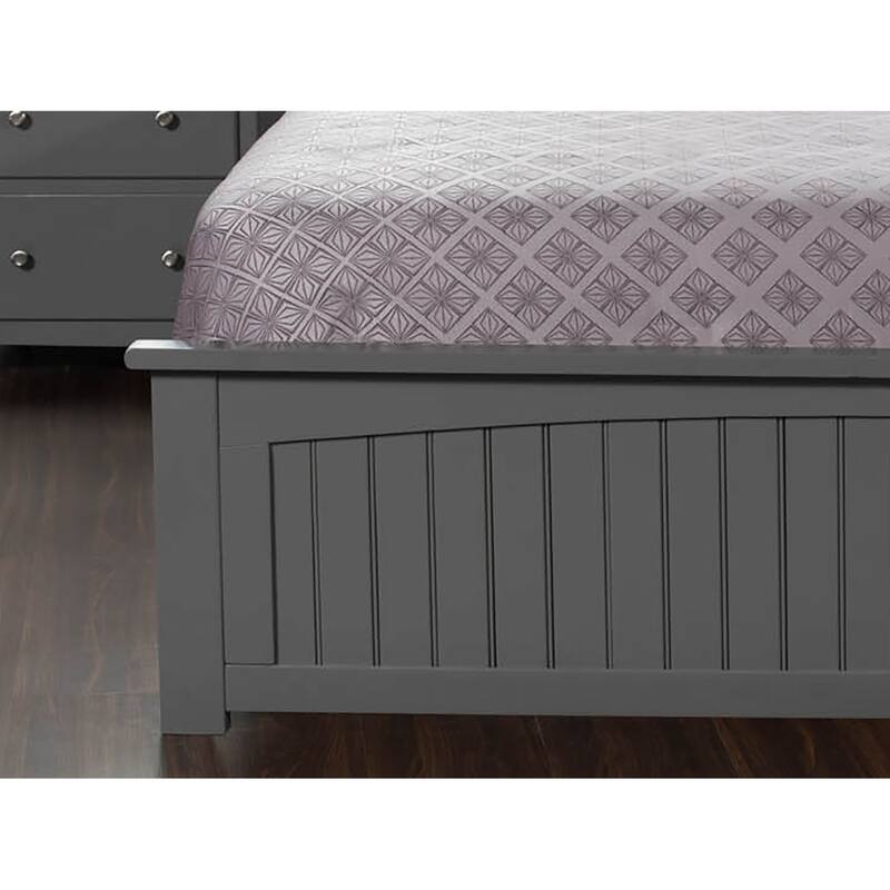 Queen Platform Bed - Solid Wood Frame, Grooved Headboard, USB Charger, No Box Spring Needed