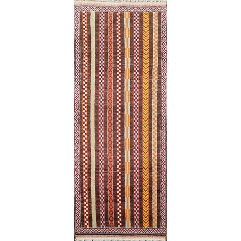 Vegetable Dye Striped Moharramat Oriental Wool Runner Rug Hand-knotted - 2'1" x 6'5"