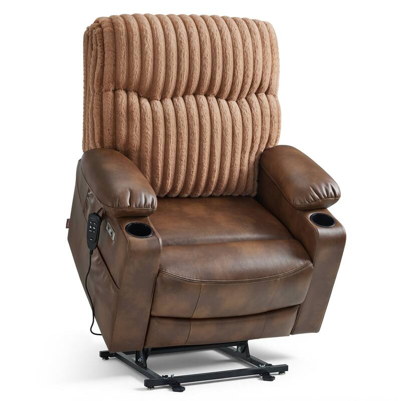 MCombo 180° Lay Flat Power Lift Recliner Chair for Elderly, Dual Motor Lift Chair with Full-Body Heating for Sleeping