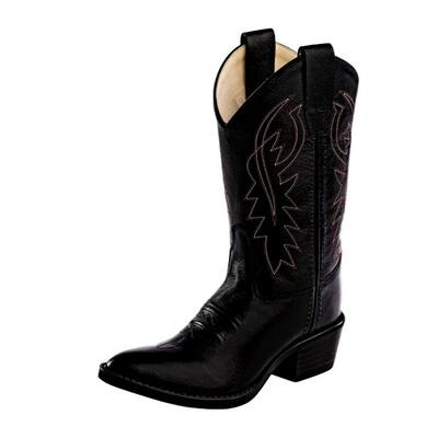 Old West Cowboy Boots Boys Goodyear Welt J Toe PVC Outsole Black 8110