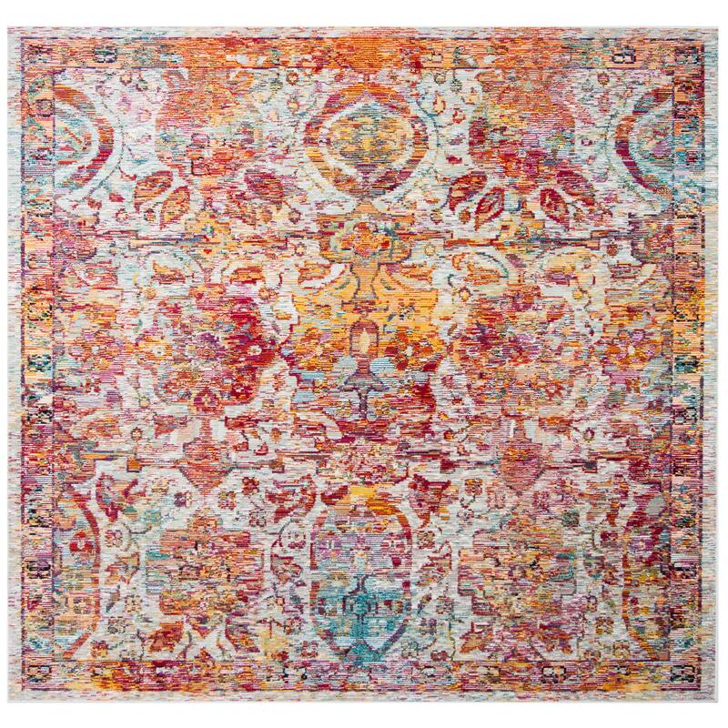 SAFAVIEH Crystal Liese Vintage Oriental Area Rug - 7' Square - Light Blue/Orange