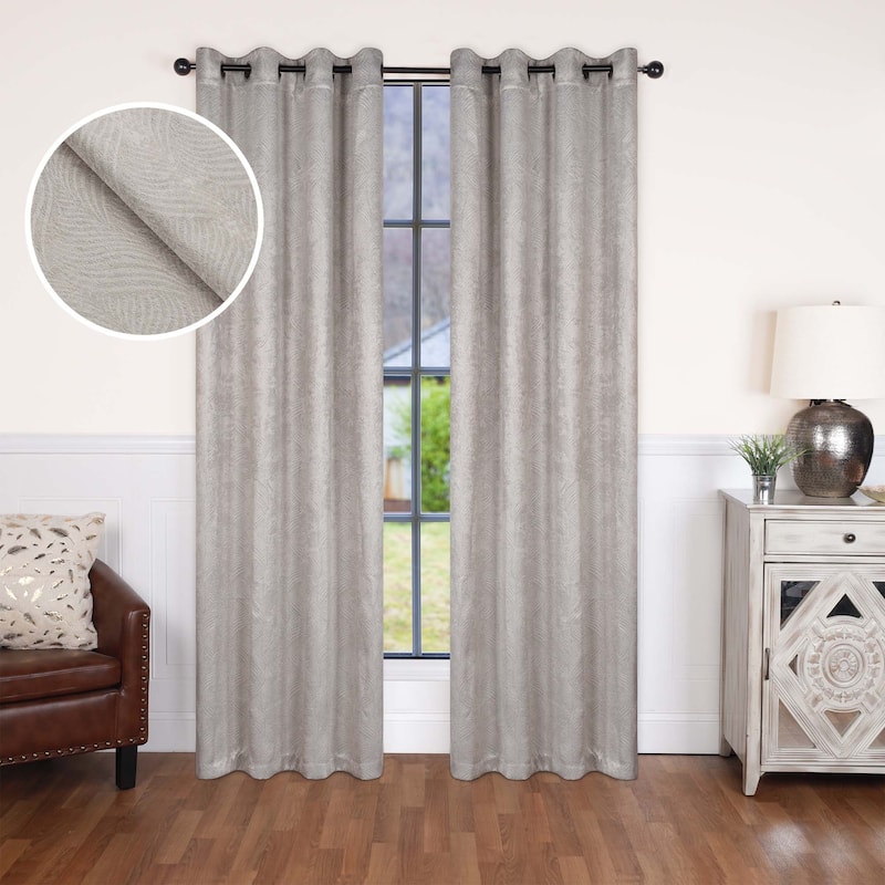 Superior Waverly Washable Room Darkening Curtains, Set of 2 Panels - 52" x 63" - Ivory