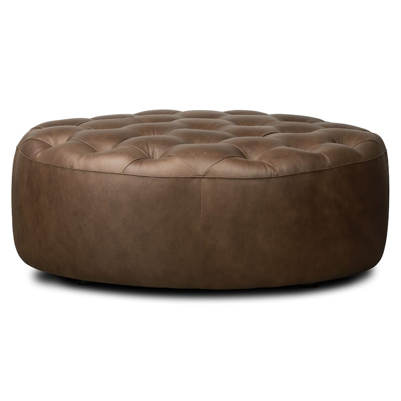 Poly & Bark Ascot Ottoman - Full Grain Genuine Italian Leather - Cocoa Brown