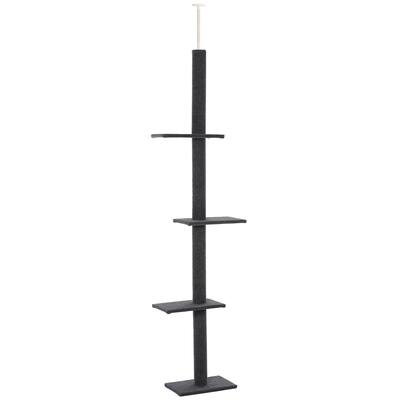 Floor-to-Ceiling Cat Tree Cat Climbing Tower with Sisal-Covered Scratching Posts Natural Cat Tree Activity Center - Gray