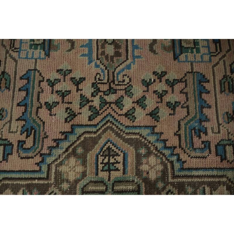 Hand Knotted Oriental 100% Wool Carpet Traditional Medallion Pink Tabriz Area Rug - 9' 8'' X 6' 6''