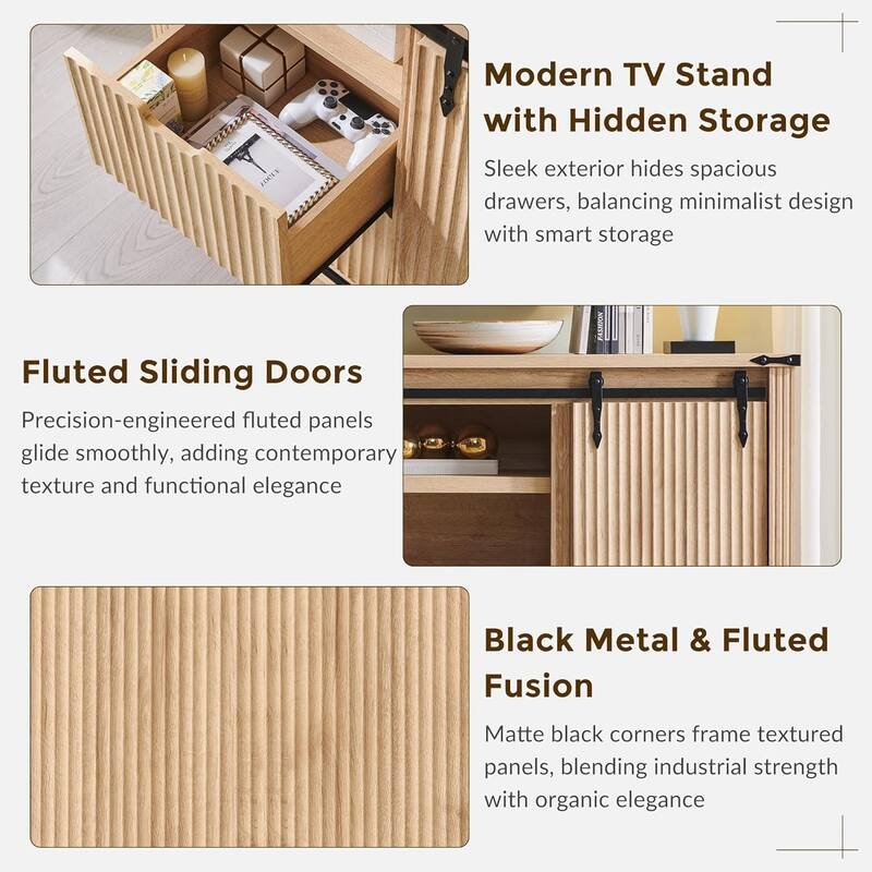 Modern TV Stand, Entertainment Center for TV Up to 75" for Living Room