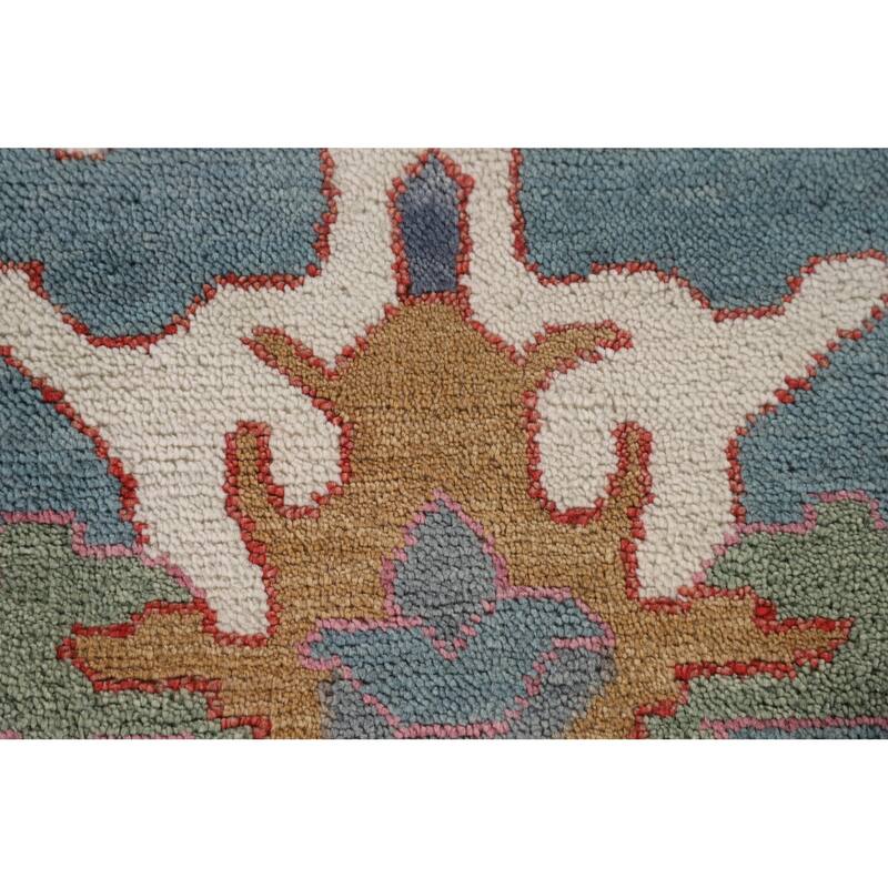 Floral Blue Oushak Indian Area Rug Handmade Wool Carpet - 9'3"x 12'0"