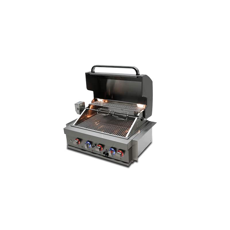 Mont Alpi MABi400 32-Inch 4-Burner 63000 BTU Stainless Steel Built-In Outdoor Kitchen Barbecue Island Drop-in Grill