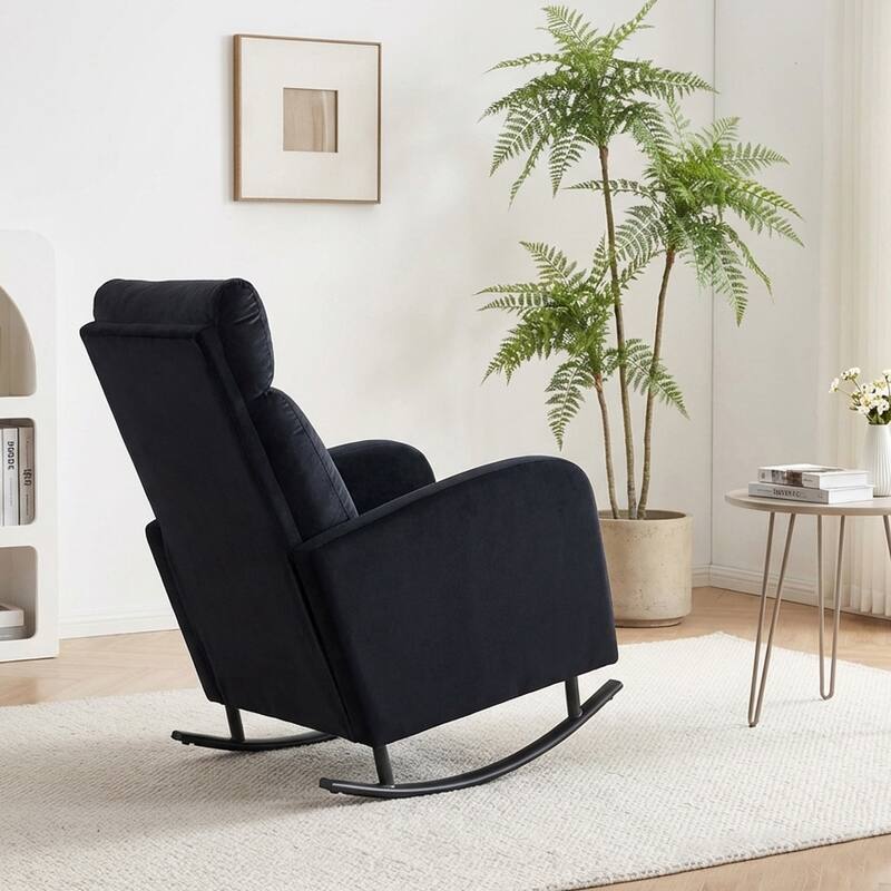 Set of 2 Rocking Chairs, Upholstered Nursery Glider Rocker, Recliner Armchair with Side Pocket for Living Room Bedroom