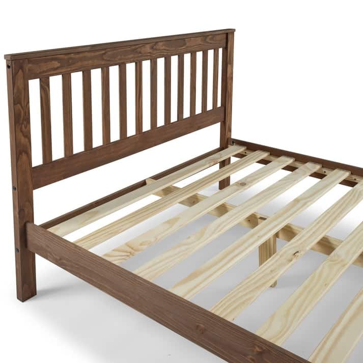 Wood Slatted Full Double Size Bed Corona Collection | Furniture Dash