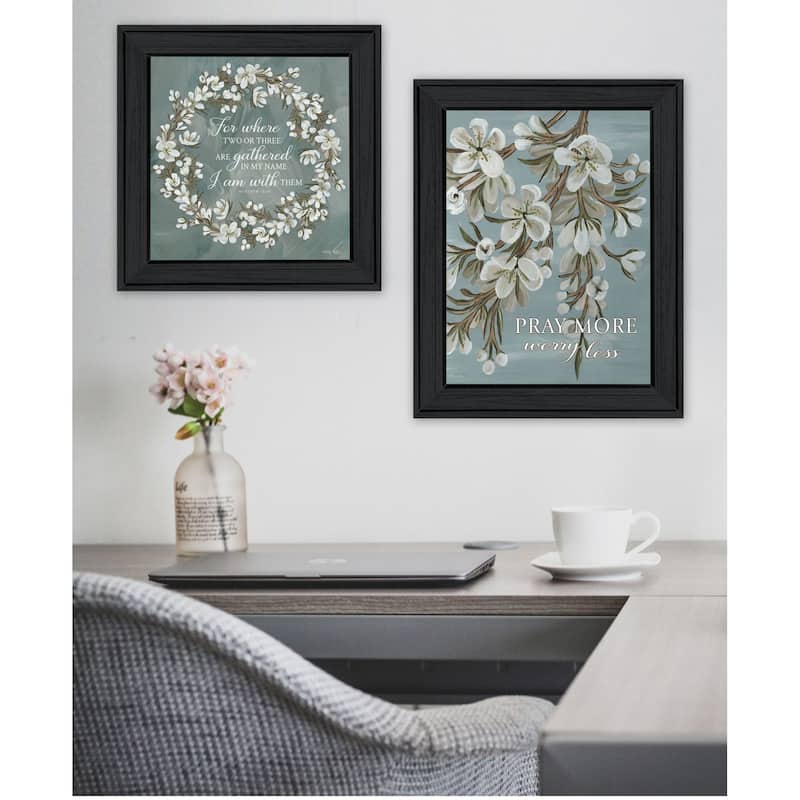 Trendy Decor 4U "Pray More, Worry Less" Printed Framed Wall Art by Cindy Jacobs