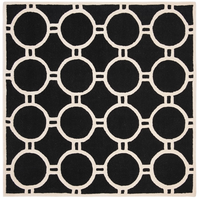 SAFAVIEH Handmade Cambridge Nurije Modern Moroccan Wool Rug - 6' Square - Black/Ivory