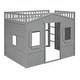 preview thumbnail 76 of 112, Solid Wood House Loft Bed with Window Design and Ladder, Twin/Full Size Playhouse Bed Loft Bed Frame with Guardrail for Kids