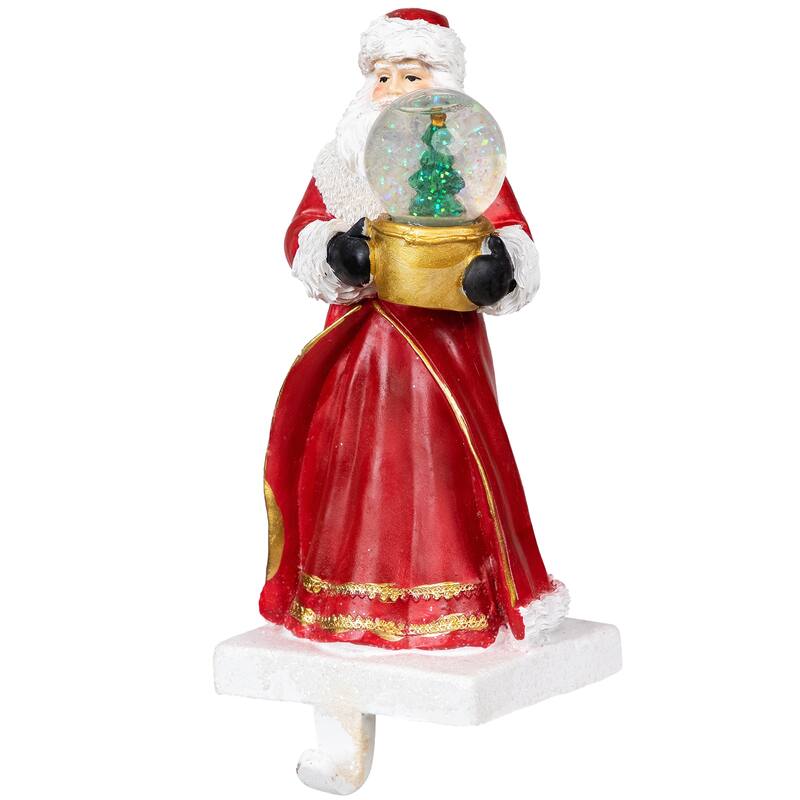 9" Old-World Santa with Snow Globe Christmas Stocking Holder