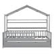 preview thumbnail 31 of 33, House Bed with Trundle Bed and Shelf, Wooden Platform Bed Frame with Full Length Guardrail and Roof