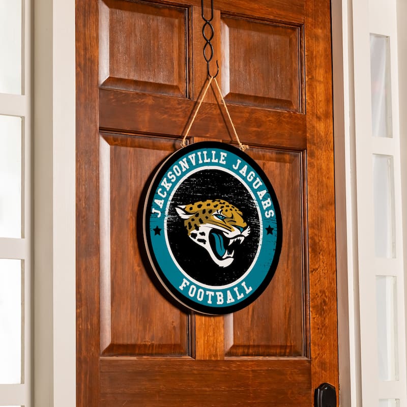 Jacksonville Jaguars Wooden Door Decor Wall Sign - Multi-Color