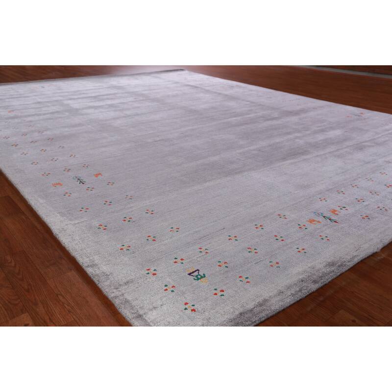 Hand Knotted Oriental 100% Wool Carpet Tribal Tribal Purples Gabbeh Area Rug - 12' 4'' X 9' 2''