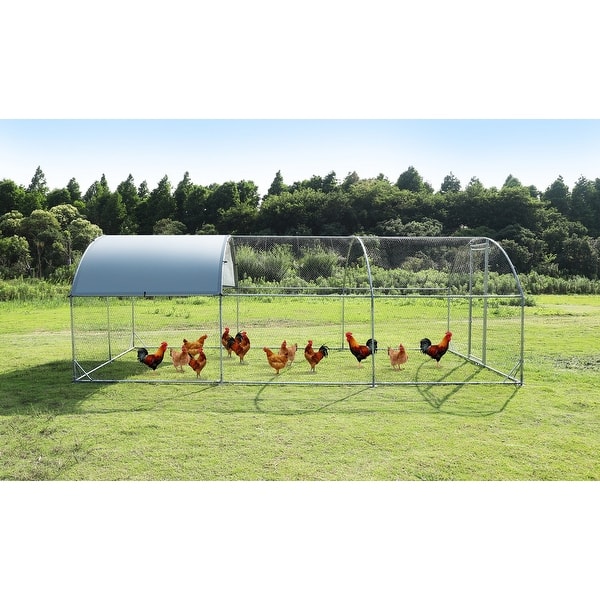 Large Metal Chicken Coop Walk in Poultry Cage Hen Run House Bed Bath