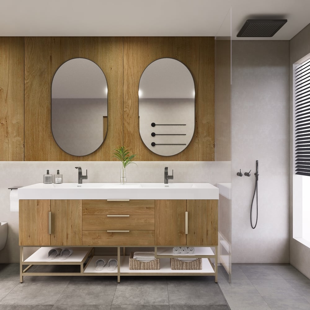 Noble 72" Free Standing Vanity with Reinforced Acrylic Double Sink - 72" Width